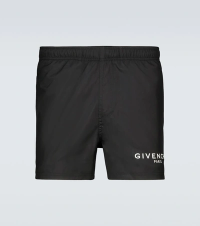 Shop Givenchy Logo Swim Shorts In Black