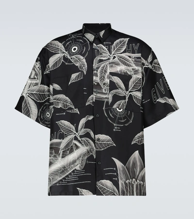 Shop Givenchy Silk Printed Short-sleeved Shirt In Black