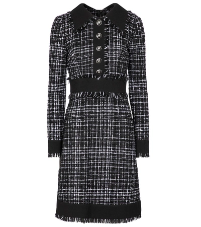 Shop Dolce & Gabbana Tweed Minidress In Black