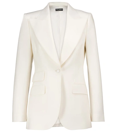 Shop Dolce & Gabbana Stretch Wool-blend Natté Blazer In White