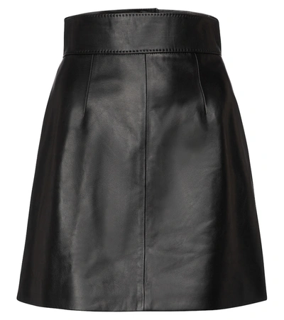 Shop Dolce & Gabbana Leather Miniskirt In Black