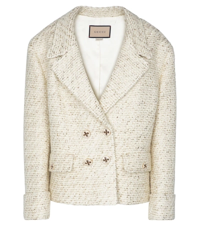 Shop Gucci Double-breasted Tweed Jacket In White
