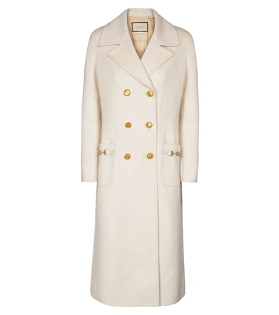 Shop Gucci Double-breasted Wool Coat In White