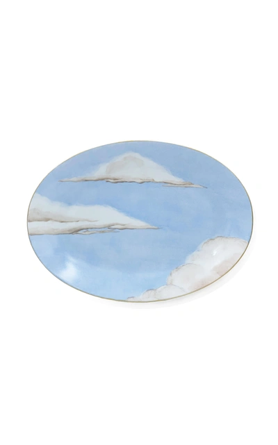 Shop Jonathan Hansen X Marie Daã¢ge Ciels Bleus Oval Platter In Blue