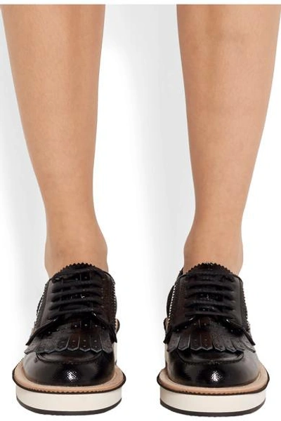 Shop Givenchy Fringed Platform Brogues In Black Leather