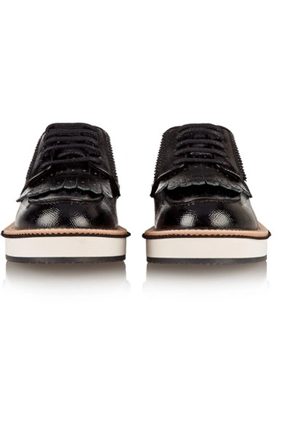 Shop Givenchy Fringed Platform Brogues In Black Leather