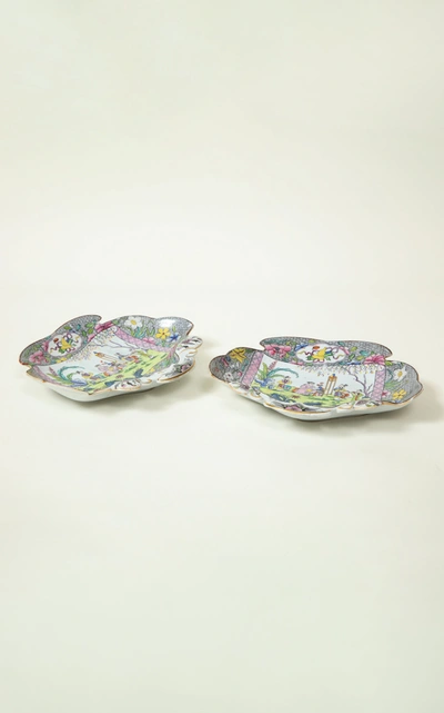 Shop Mario Buatta For Moda Domus Pair Of Masonâs Ironstone Âchinese Scrollâ Shell Dishes In Multi