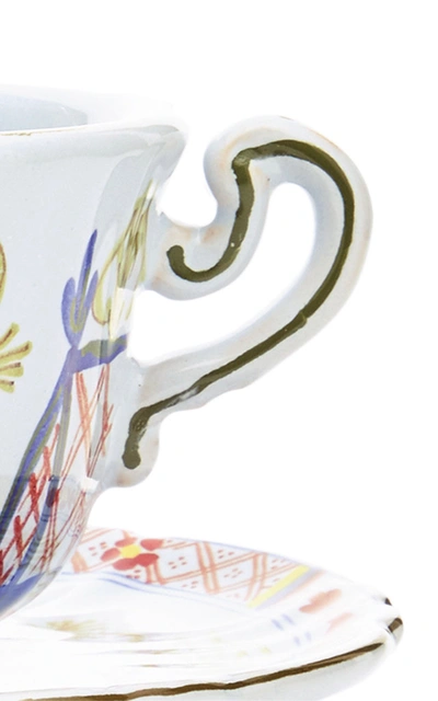 Moda Domus Set-of-four Carnation Coffee Cups And Saucers In Multi