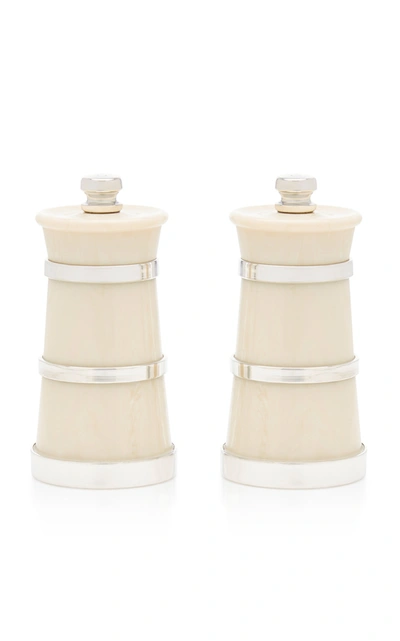 Moda Domus Ivory Silver Salt And Pepper Grinder Set In Ivory