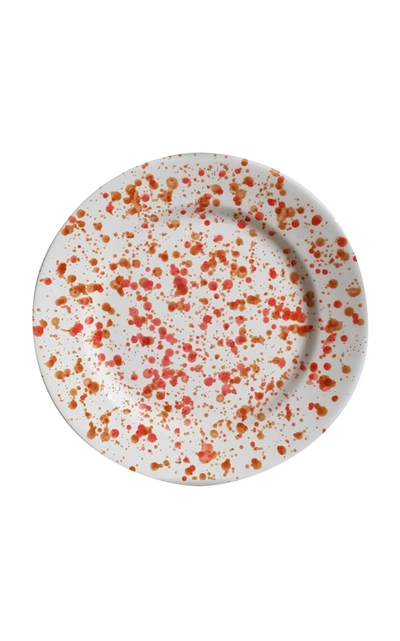 Shop Este Ceramiche Set-of-four Ceramic Dessert Plates In Coral,white