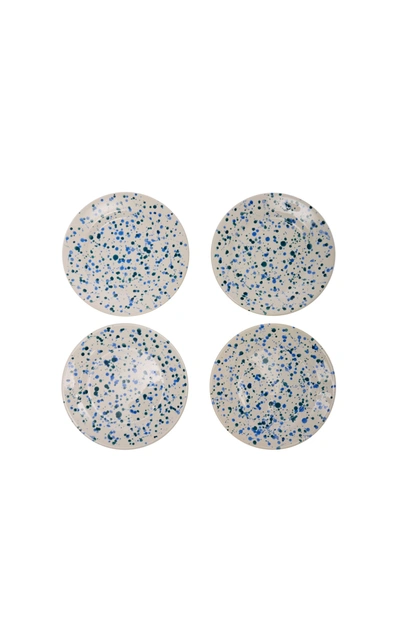 Shop Este Ceramiche Set-of-four Ceramic Dessert Plates In Green,white