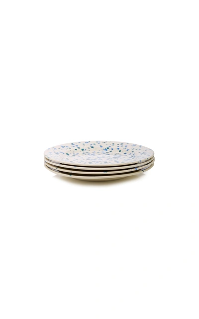 Este Ceramiche Set-of-four Ceramic Dessert Plates In Green,white
