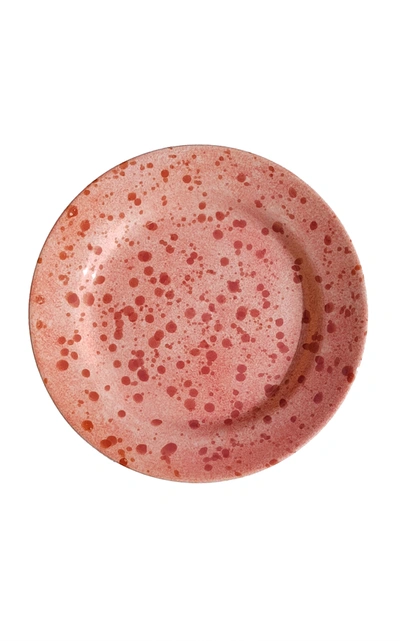 Shop Este Ceramiche Set-of-four Ceramic Dessert Plates In Coral,white