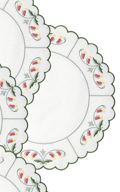 Shop Los Encajeros Set-of-four Marina Embroidered Linen Placemats In Multi