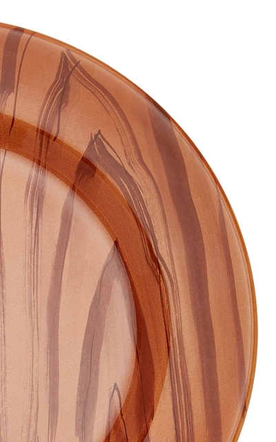 Shop Este Ceramiche Set-of-two Wood-print Ceramic Charger Plates In Brown