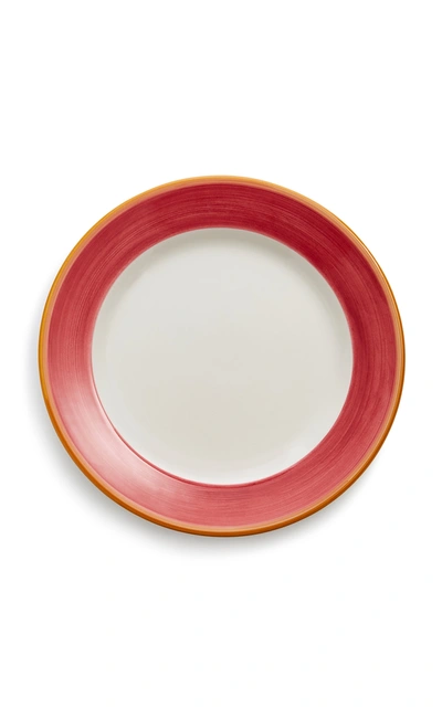 Shop Este Ceramiche Set-of-four Porcelain Dinner Plates In Red