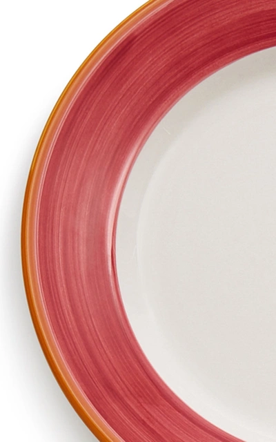 Shop Este Ceramiche Set-of-four Porcelain Dinner Plates In Red