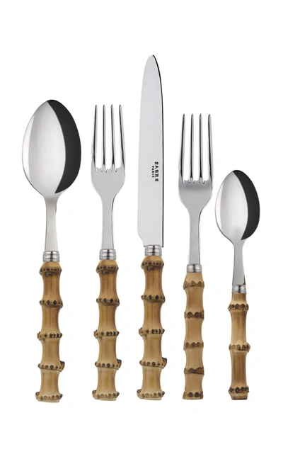 Shop Sabre Panda Bamboo Five-piece Silverware Set In Brown