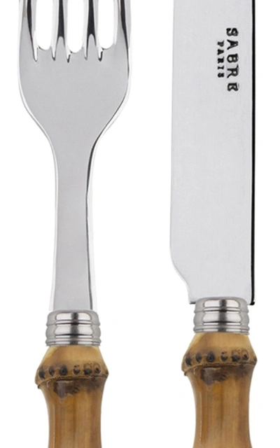 Sabre Panda Bamboo Five-piece Silverware Set In Brown
