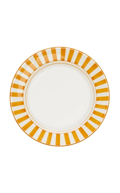 Este Ceramiche Set-of-four Striped Ceramic Dessert Plates In Orange,yellow
