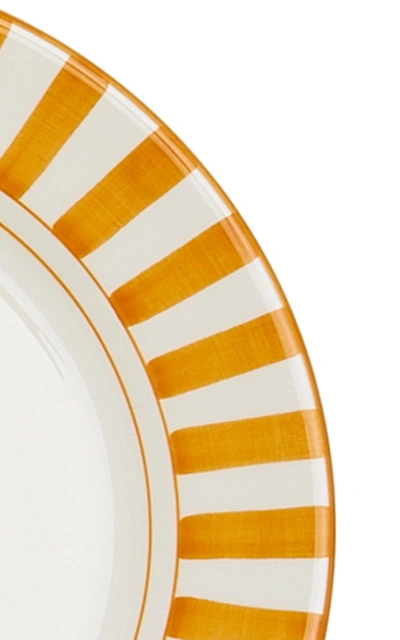 Este Ceramiche Set-of-four Striped Ceramic Dessert Plates In Orange,yellow