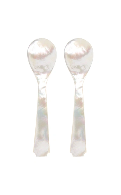 Shop Lorenzi Milano Set-of-two Mother-of-pearl Caviar Spoons In White