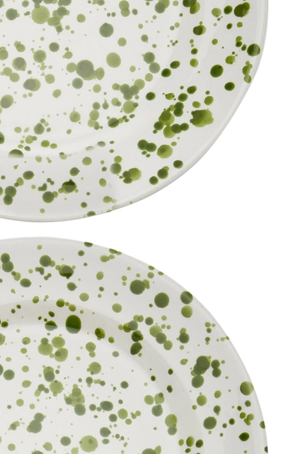 Este Ceramiche Set-of-four Painted Ceramic Dessert Plates In Green,white
