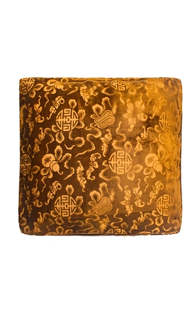 Shop Saved Ny Nara Silk-jacquard Pillow In Orange