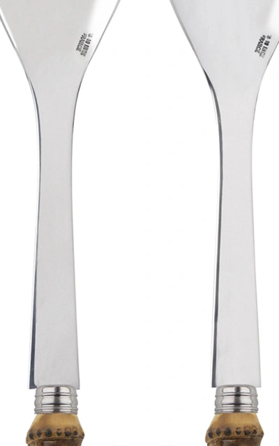 Sabre Panda Bamboo Two-piece Salad Set In Brown