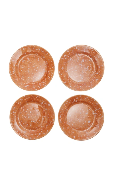 Shop Este Ceramiche Set-of-four Terracotta Ceramic Dinner Plates In Brown