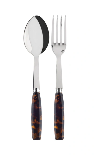 Shop Sabre Djembe Tortoiseshell Two-piece Serving Set In Brown