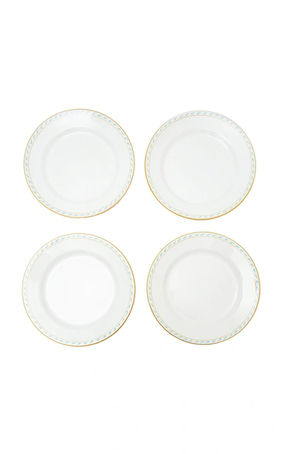 Shop Este Ceramiche Set-of-four Ceramic Dinner Plates In Blue