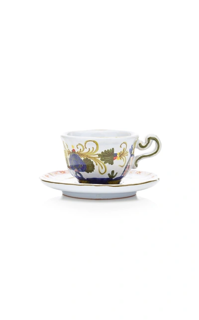 Shop Moda Domus Set-of-four Carnation Teacups And Saucers In Multi