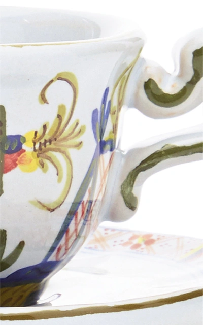 Moda Domus Set-of-four Carnation Teacups And Saucers In Multi