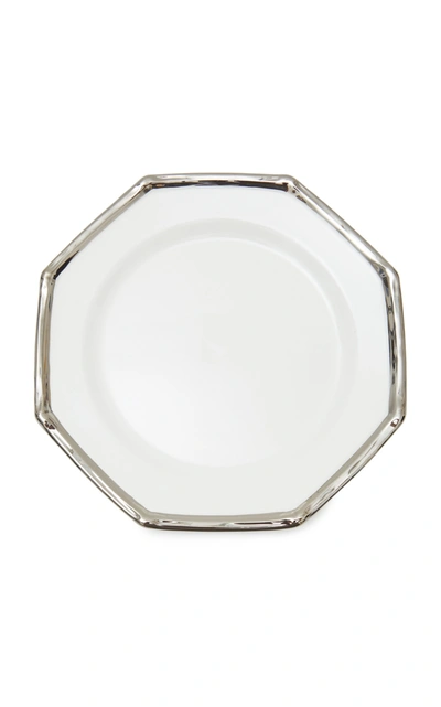 Shop Este Ceramiche Set-of-four Bamboo-trimmed Ceramic Dinner Plates In Silver