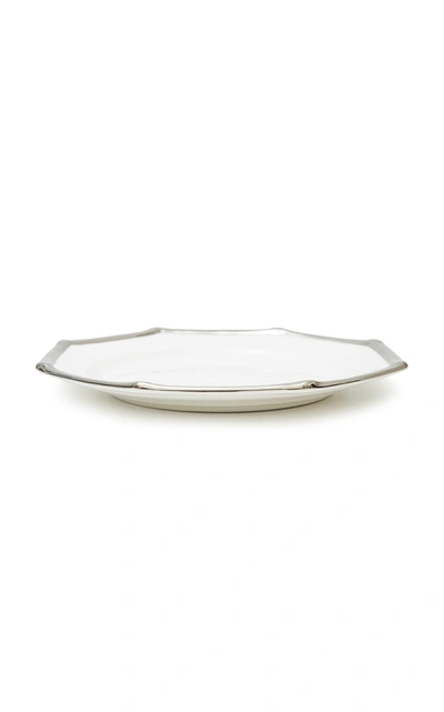 Este Ceramiche Set-of-four Bamboo-trimmed Ceramic Dinner Plates In Silver
