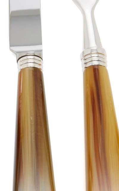Alain Saint-joanis Tonia Silver-plated Horn Silverware Set In Brown