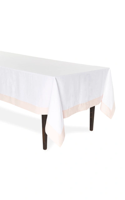 Shop Emilia Wickstead Two-tone Linen Tablecloth In Pink