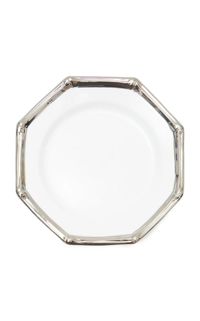 Shop Este Ceramiche Set-of-four Bamboo Ceramic Salad Plates In Silver