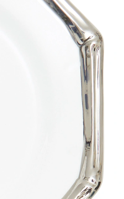 Este Ceramiche Set-of-four Bamboo Ceramic Salad Plates In Silver