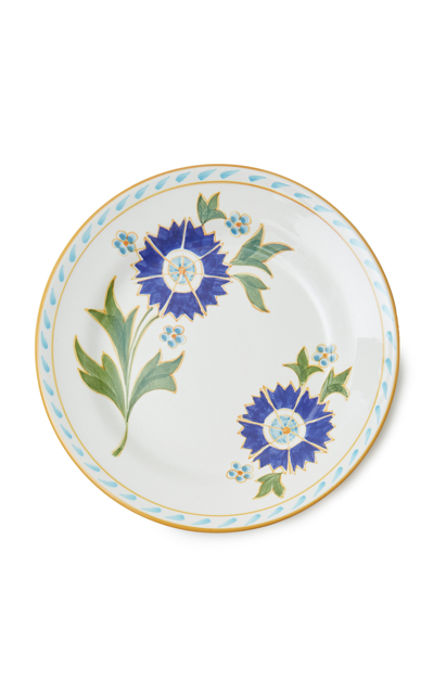 Shop Este Ceramiche Set-of-four Printed Ceramic Dessert Plates In Blue