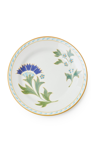 Shop Este Ceramiche Set-of-four Printed Ceramic Dessert Plates In Blue