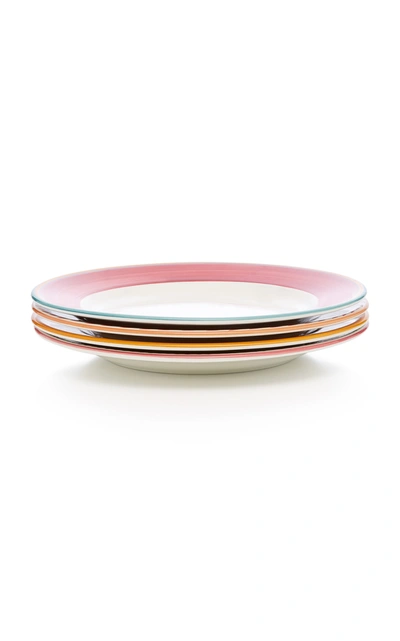 Shop Este Ceramiche Set-of-four Mixed Border Dinner Plates In Multi