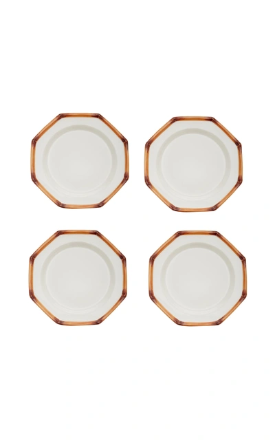 Shop Este Ceramiche Set-of-four Ceramic Dinner Plates In Brown