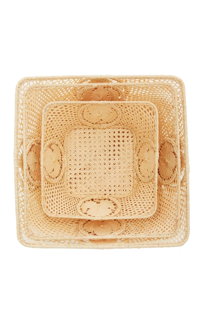 Moda Domus Set-of-3 Nesting Raffia Bowls In Neutral