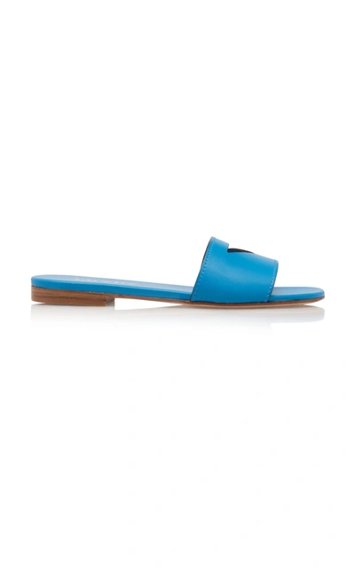 Shop Prada Women's Logo Slides In Blue