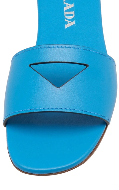 Shop Prada Women's Logo Slides In Blue
