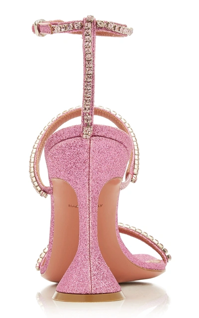 Shop Amina Muaddi Gilda Crystal-embellished Leather Sandals In Pink