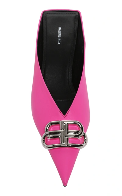 Shop Balenciaga Square Knife Bb Leather Mules In Pink
