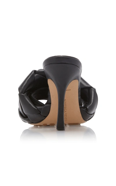 Bottega Veneta Green Intrecciato Lido Heeled Sandals In Black